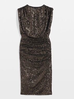 WHBM Petite Sequin Ruched Midi Dress | Size: M